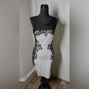 Leo Rosi Black and White Lace Asymmetrical Dress